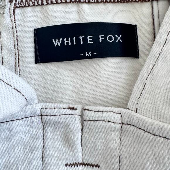 WHITE FOX Power Hour Denim Mini Skirt /  Secret Identity Bustier Top Off-White M - Picture 7 of 16